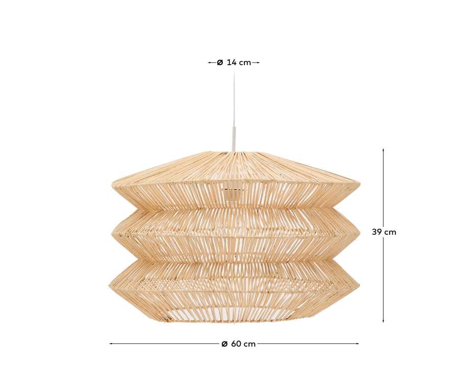 Lampenschirm für Deckenleuchte Dakit aus Naturfaser mit aufgehelltem Finish 60 x 39 cm