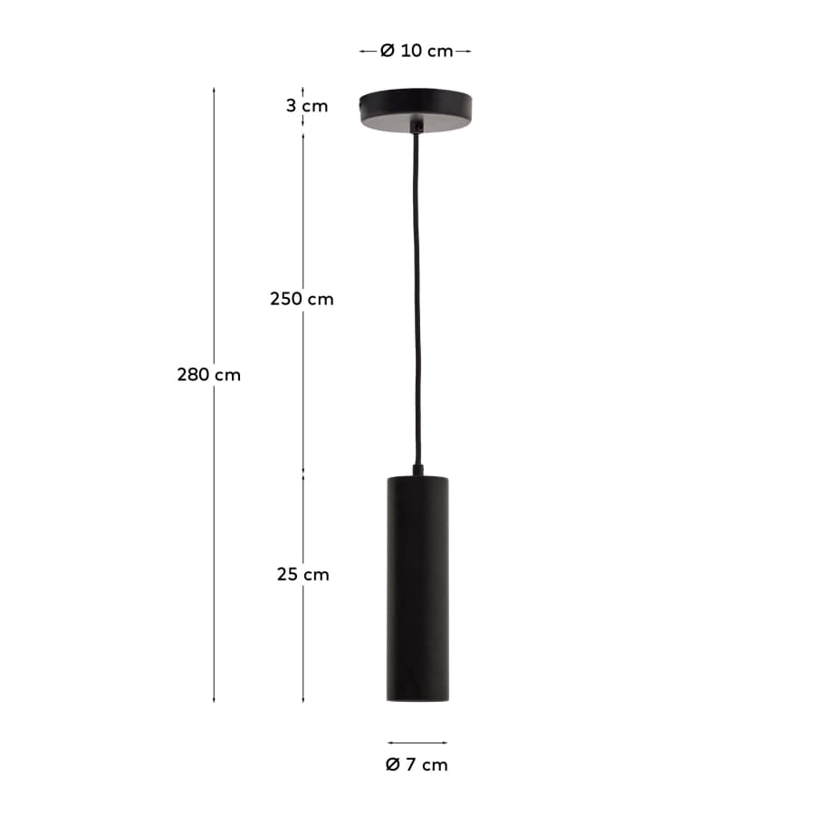 Andia aluminium ceiling lamp with black painted finish