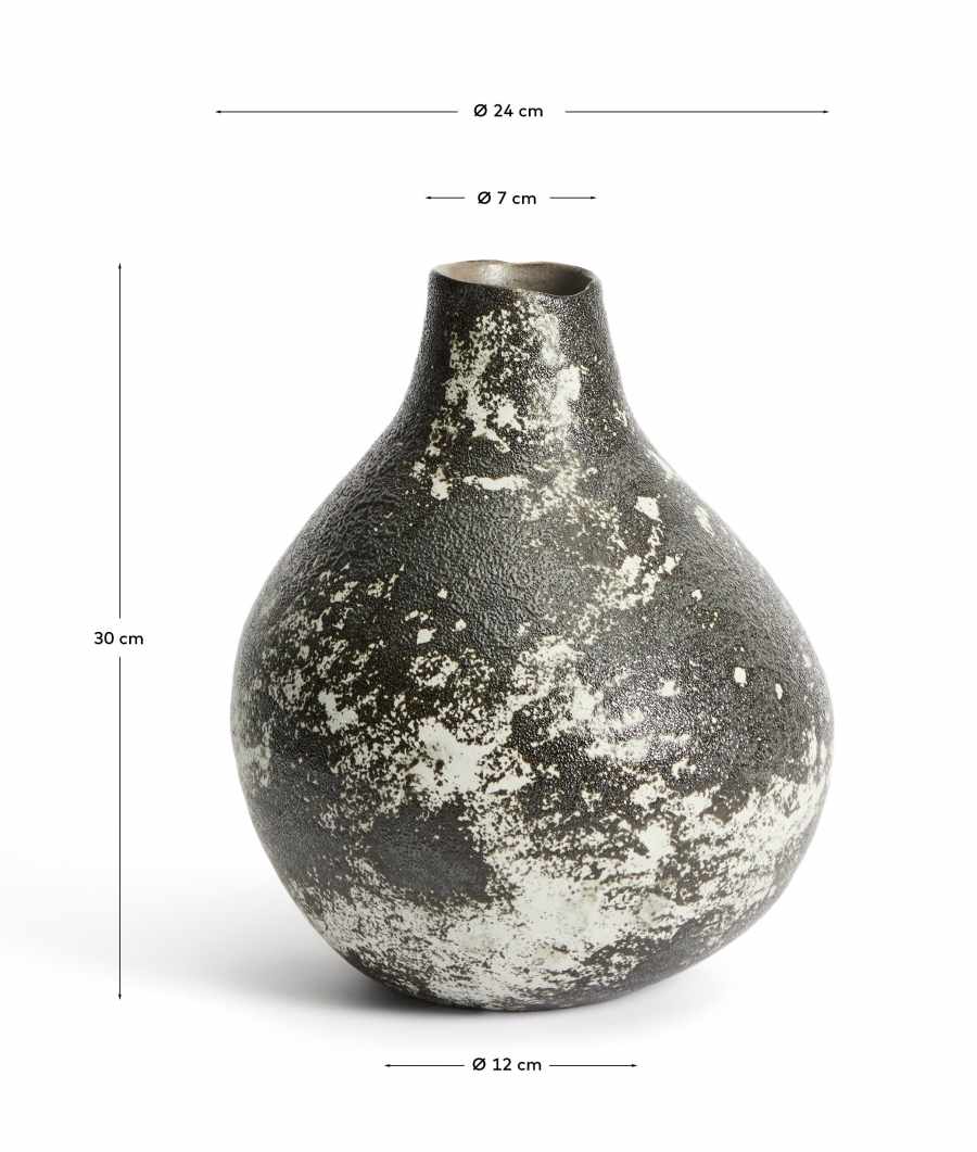 Orelin ceramic vase in black and white 30 cm