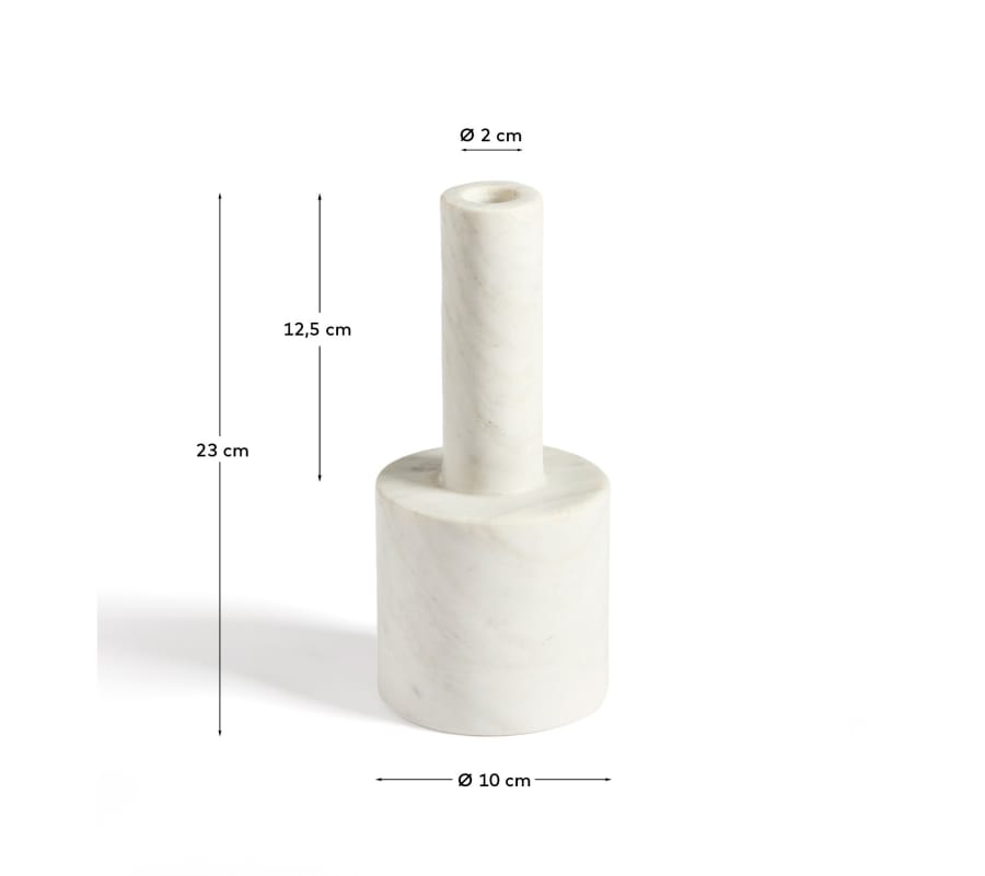 Zalvori white marble candle holder 23cm