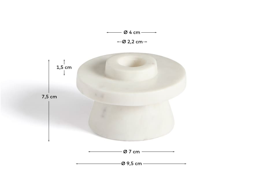 Zalvori white marble candle holder 8cm
