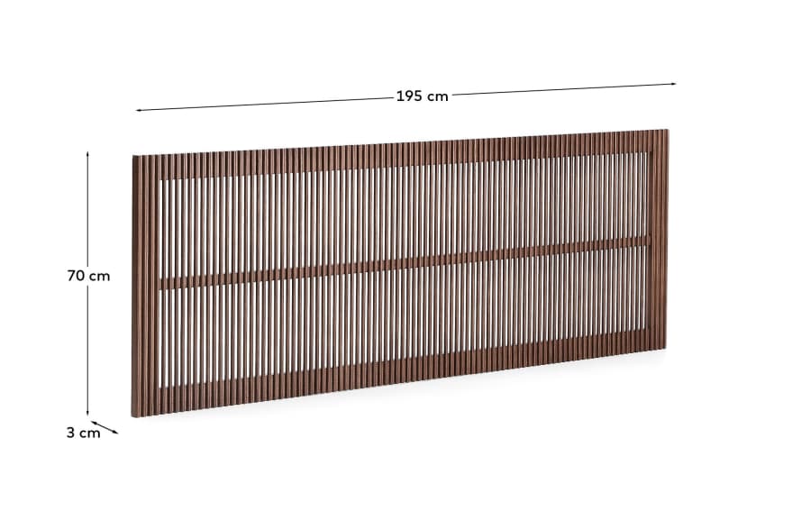Tête de lit Beyla en bois de frêne massif avec finition ton noyer pour lit jusqu’à 180 cm FSC 100 %
