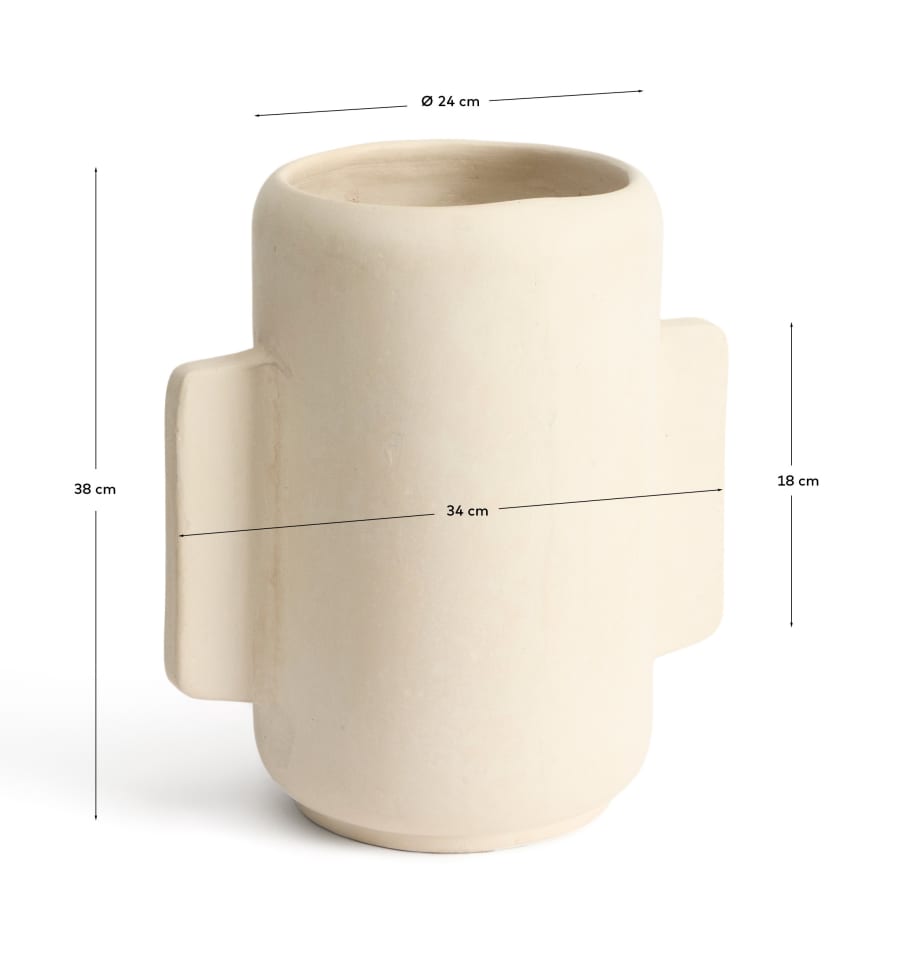 Vaso Mireni in cartapesta beige 38 cm
