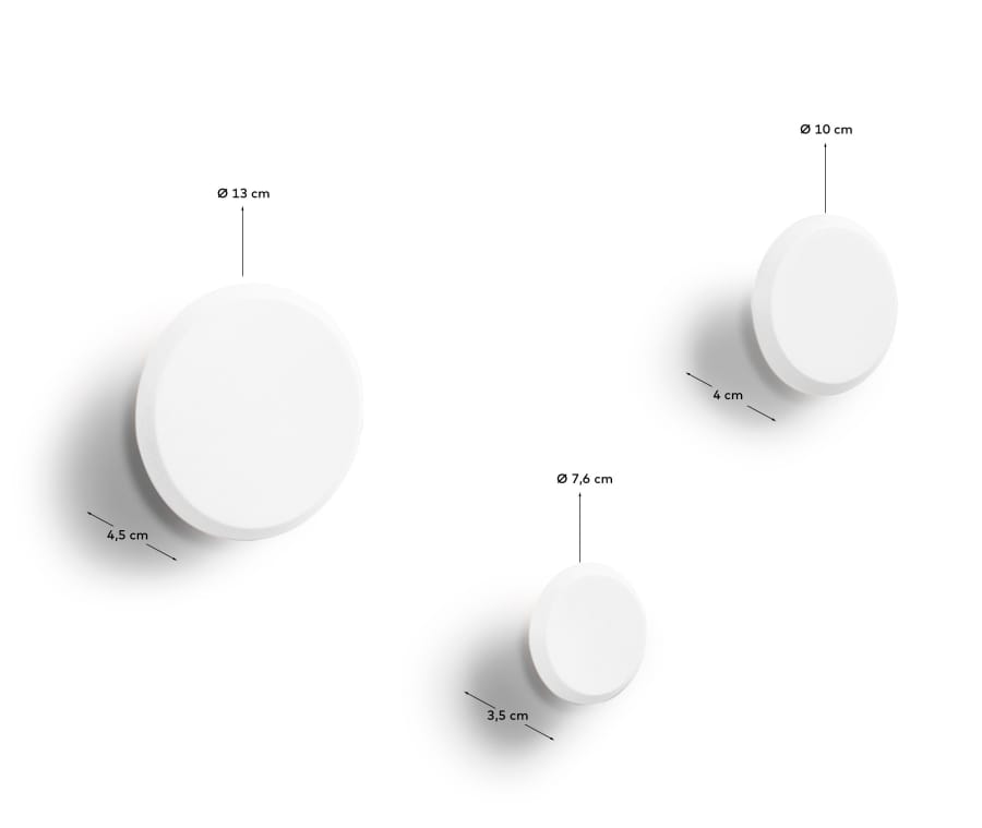 Set Nadua di 3 appendiabiti in legno massello di faggio finitura bianca