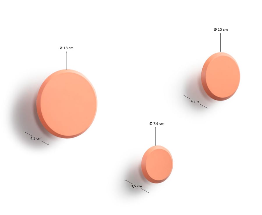 Lot Nadua de 3 patères en bois de hêtre  couleur orange