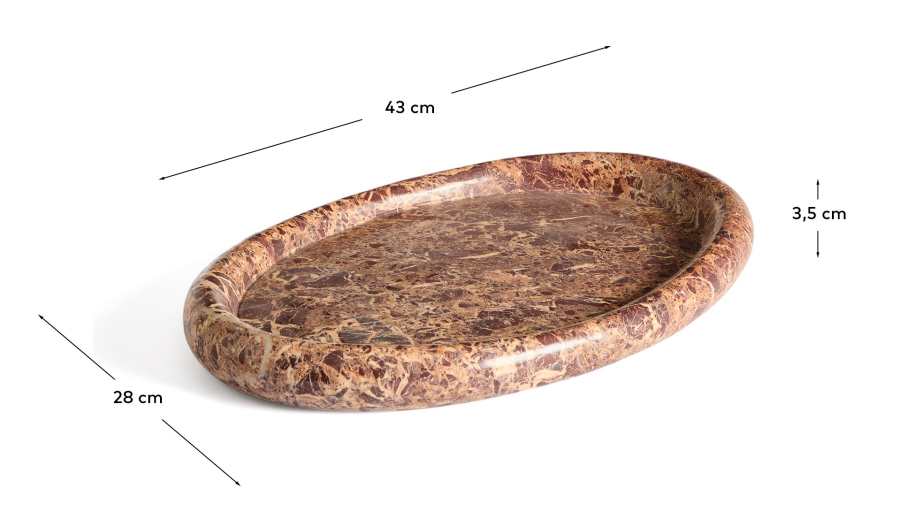 Lenorel tray in maroon marble 43 x 28 cm
