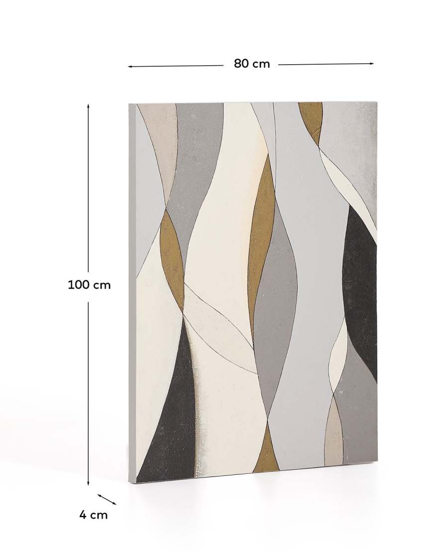Marvilo grey and mustard abstract canvas 80 x 100cm