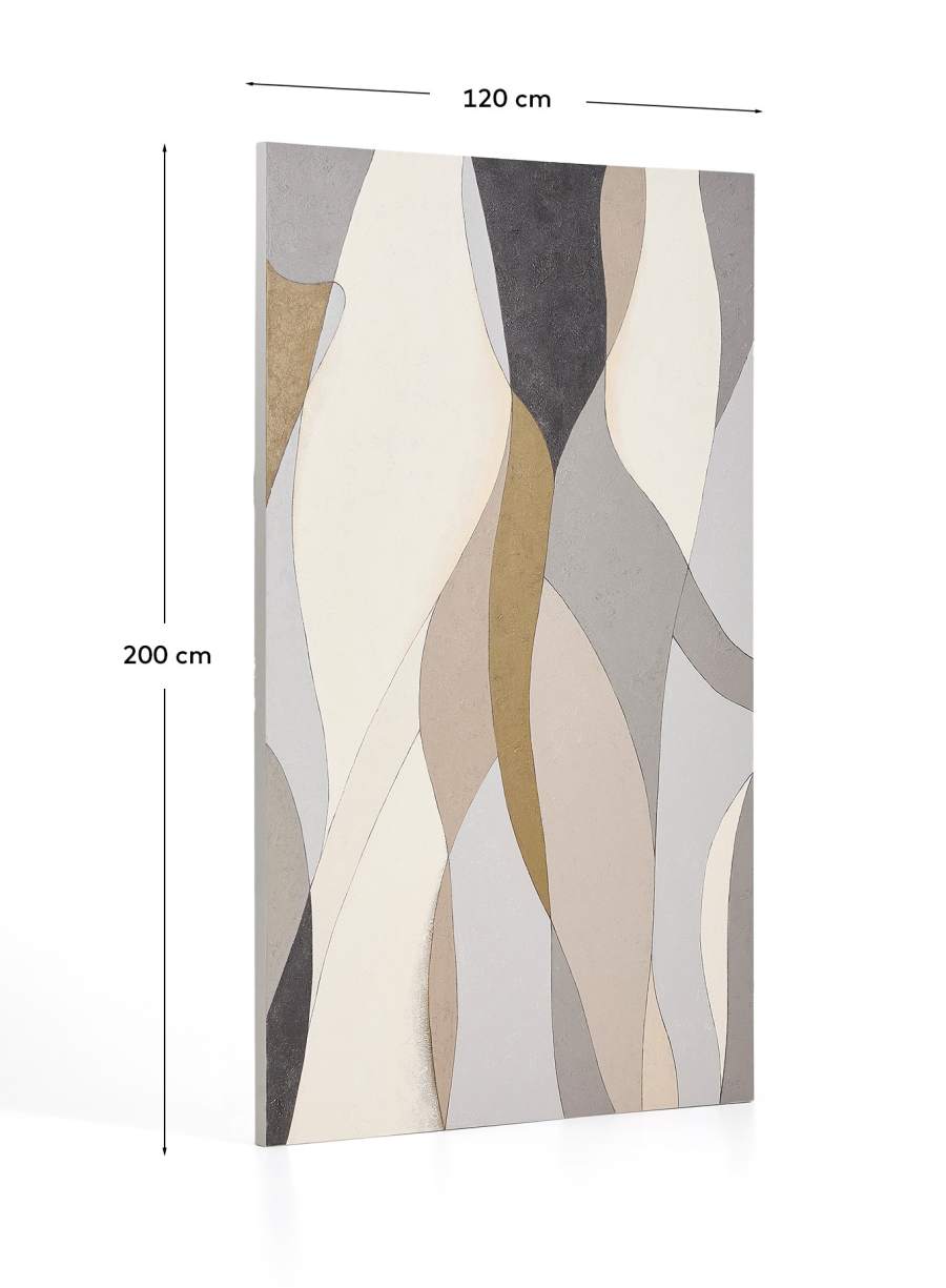Marvilo grey and mustard abstract canvas 120 x 200cm