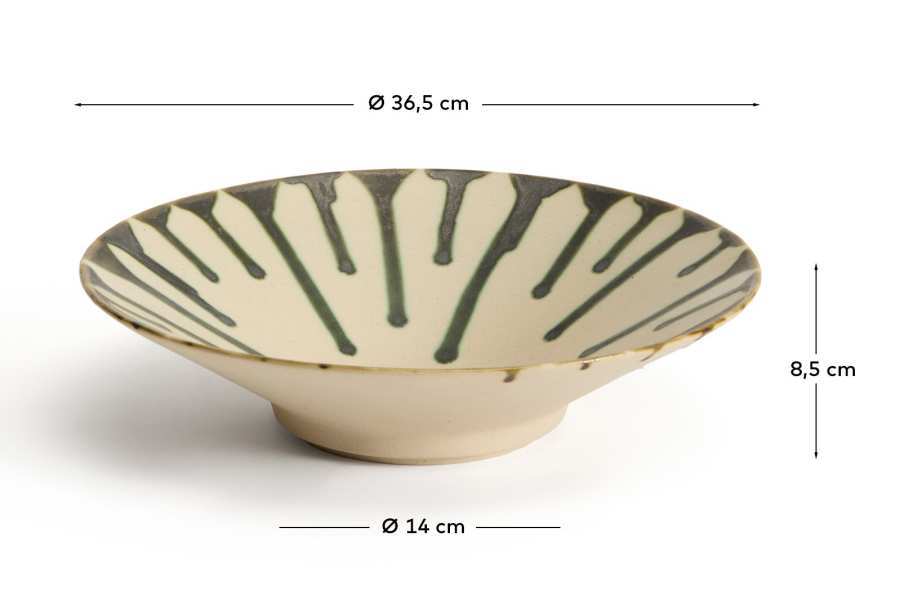 Centre de table Olmera en céramique beige et verte Ø 36,5 cm