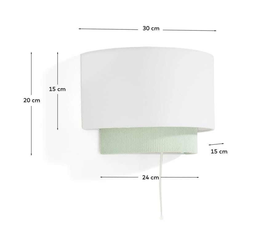 Bianella cotton and turquoise corduroy wall light Ø 40cm