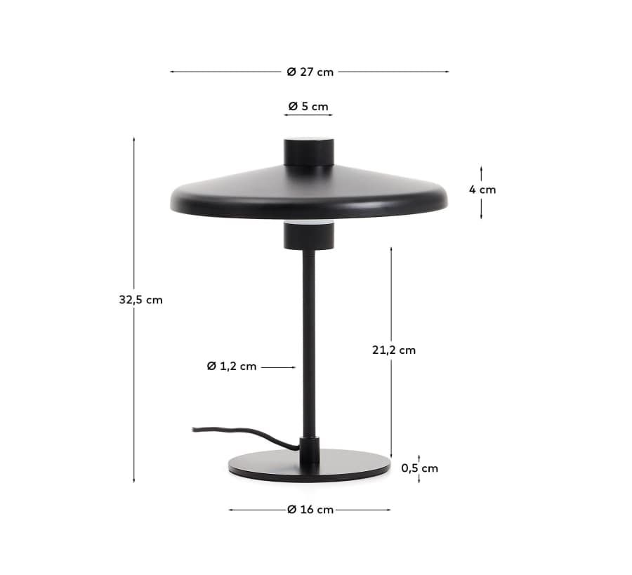 Lampe de table Nuvira en métal satiné noir