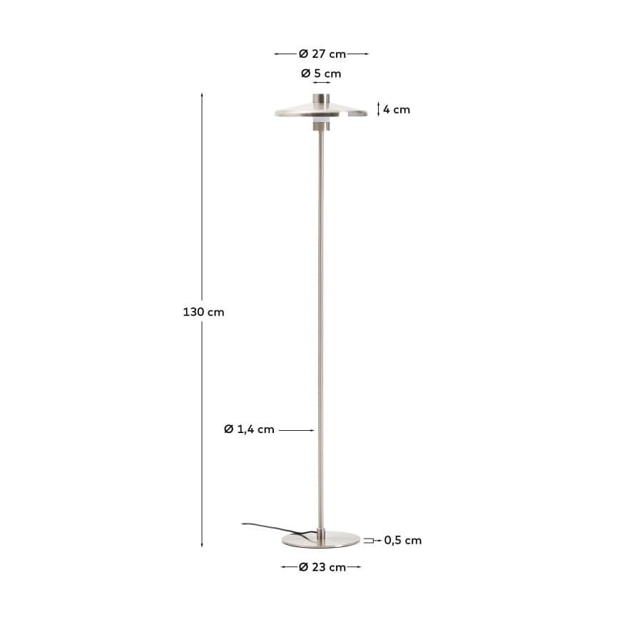 Nuvira floor lamp in light grey brushed metal