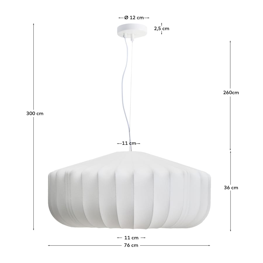 Somar ceiling lamp made with synthetic fibres and steel rods Ø76cm