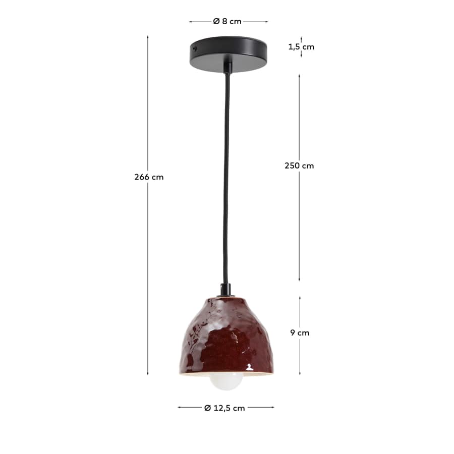Drava ceiling lamp in burgundy ceramic