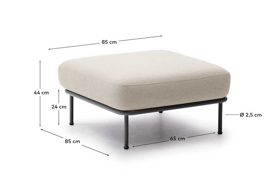 Υποπόδιο Aurum chenille εκρού και ματ γκρι μεταλλική βάση 85 x 85 εκ. FSC Mix Credit