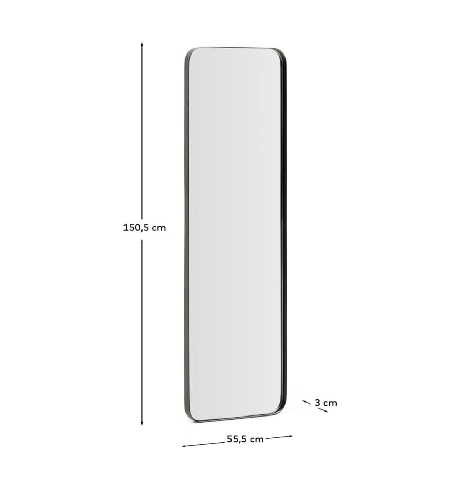 Marco black metal mirror 55.5 x 150.5cm