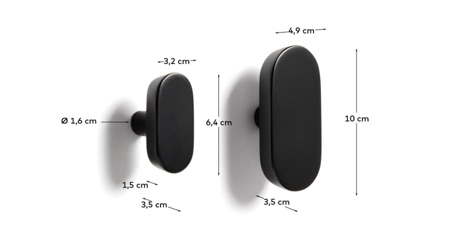 Arely set of 2 solid beech wood hangers with black lacquer finish 6.5 cm/10 cm