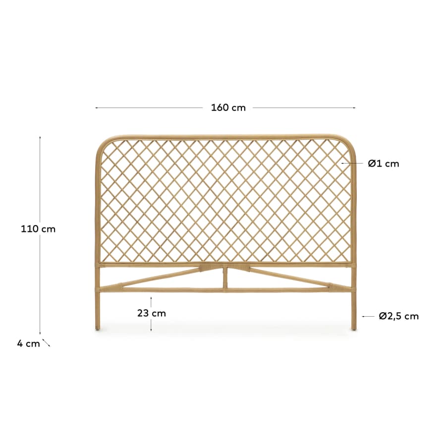 Tête de lit Citlalli en rotin finition naturelle pour lit de 150 cm