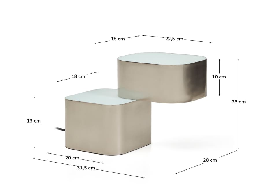 Tischlampe Tandan aus grauem Metall mit gebürstetem Finish