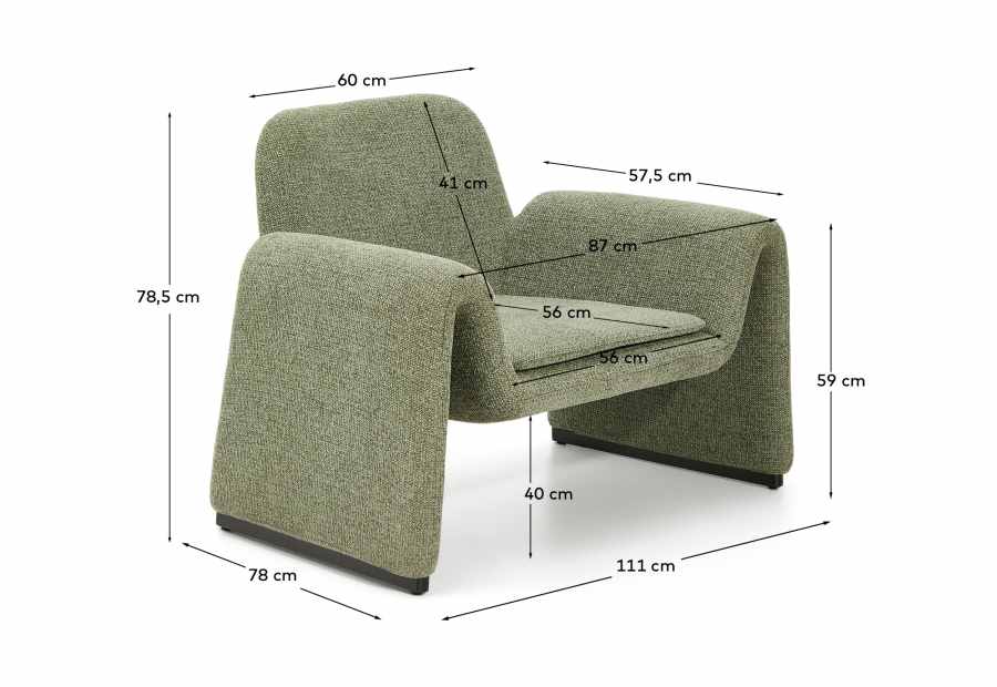 Poltrona Melvia in ciniglia verde