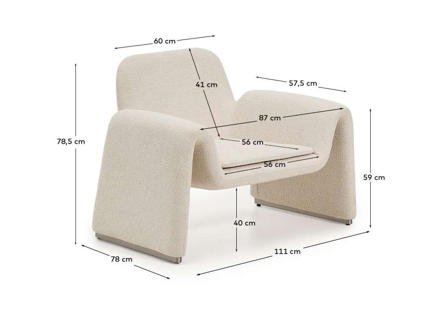 Melvia beige chenille armchair