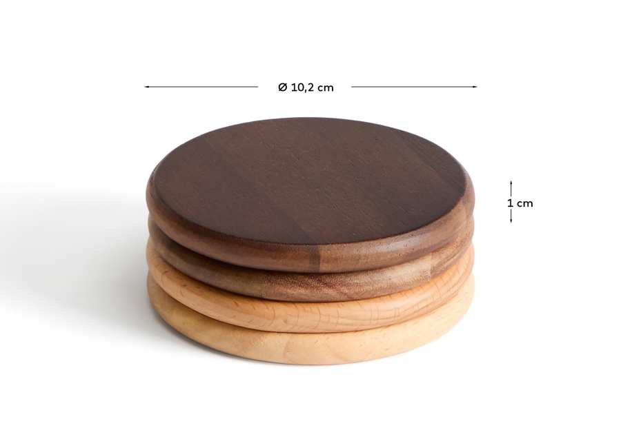 Nover set of 4 coasters in acacia wood FSC 100%
