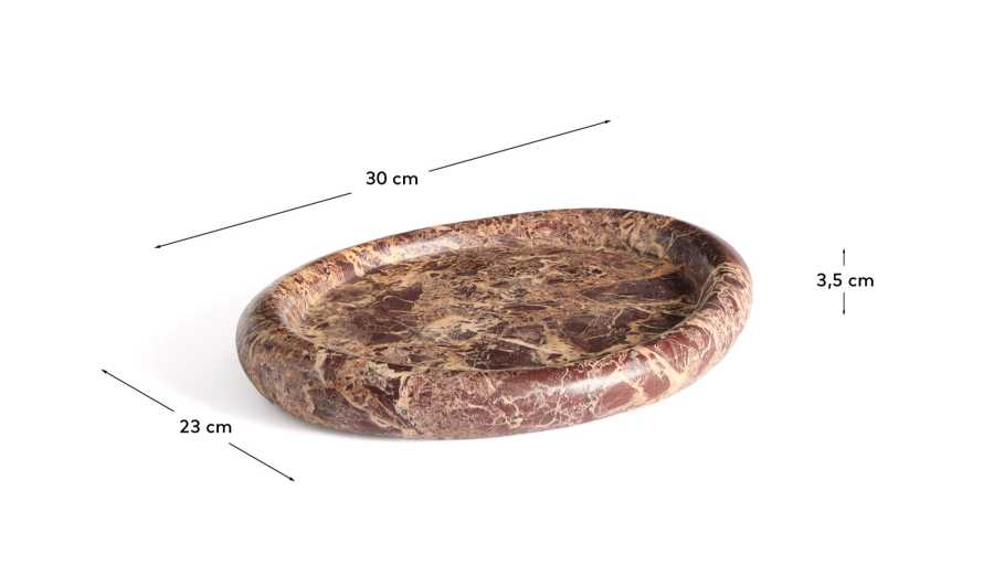 Plateau Lenorel en marbre grenat 30 x 23 cm