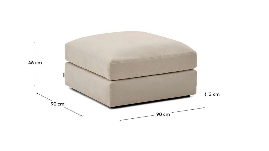 Alea removable cover footrest in light brown chenille 90 x 90 cm