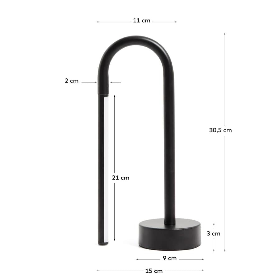 Lampe de table portable Bow en aluminium noir