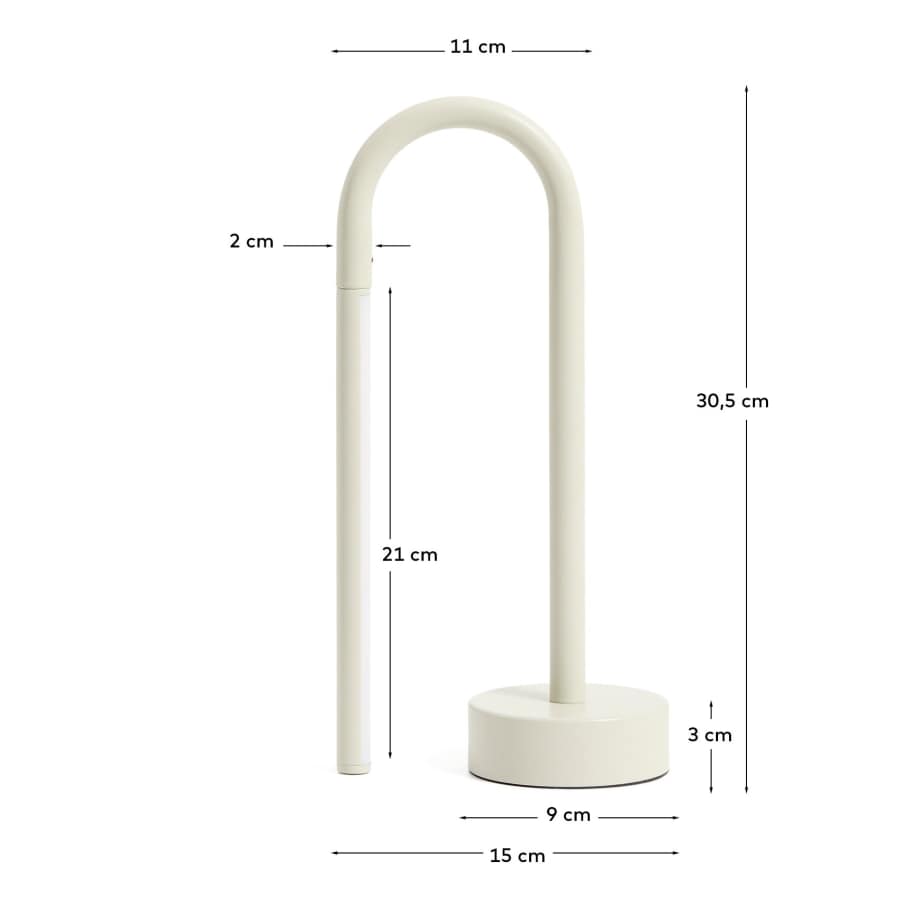 Bow grey aluminium portable table lamp