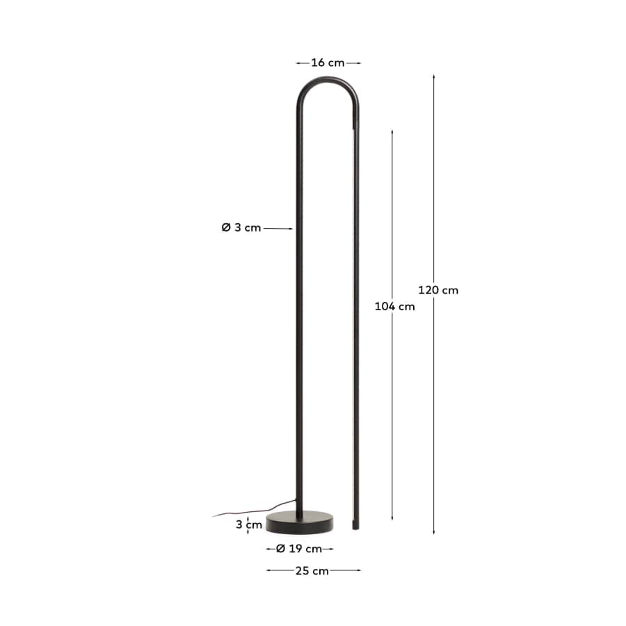 Stehlampe Bow aus schwarzem Aluminium