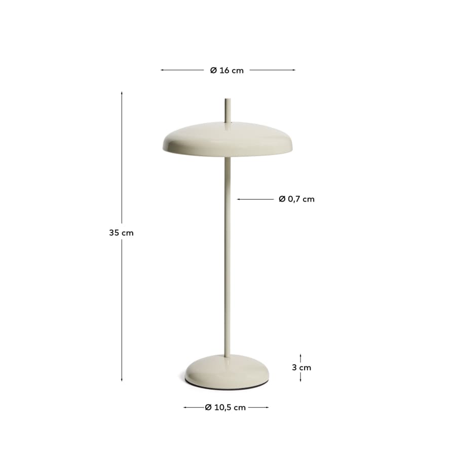 Porte light grey aluminium portable table lamp