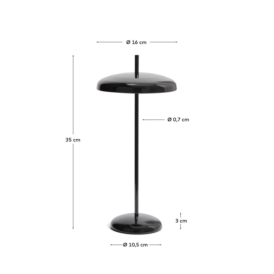 Porte black aluminium portable table lamp