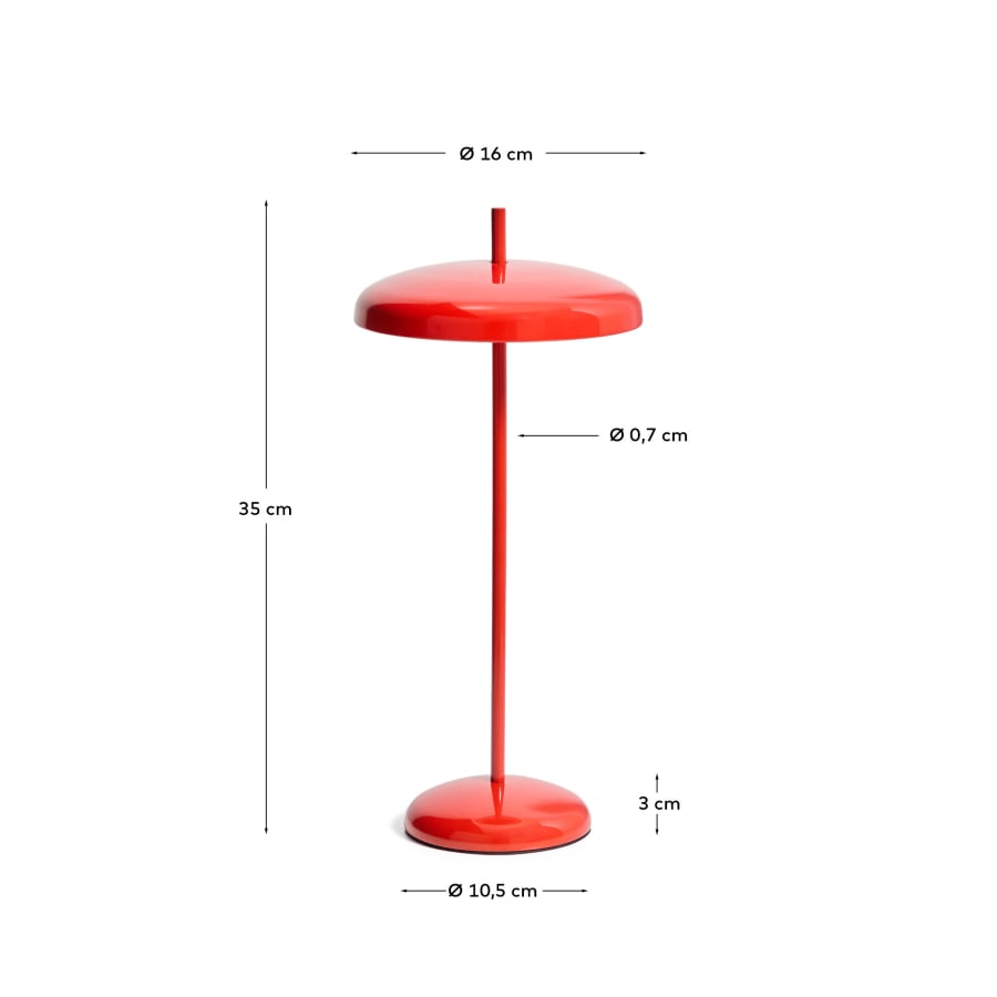 Porte draagbare tafellamp van rood aluminium