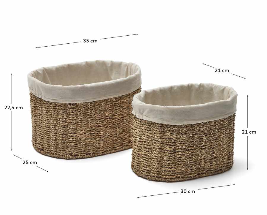 Tossa set of 2 medium natural fiber baskets