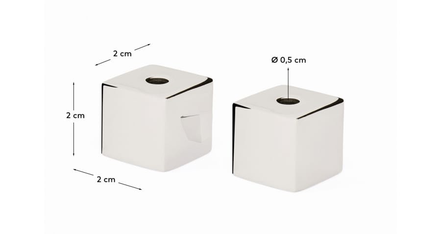 Acadia set of 4 stainless steel candle holders with a shiny silver finish