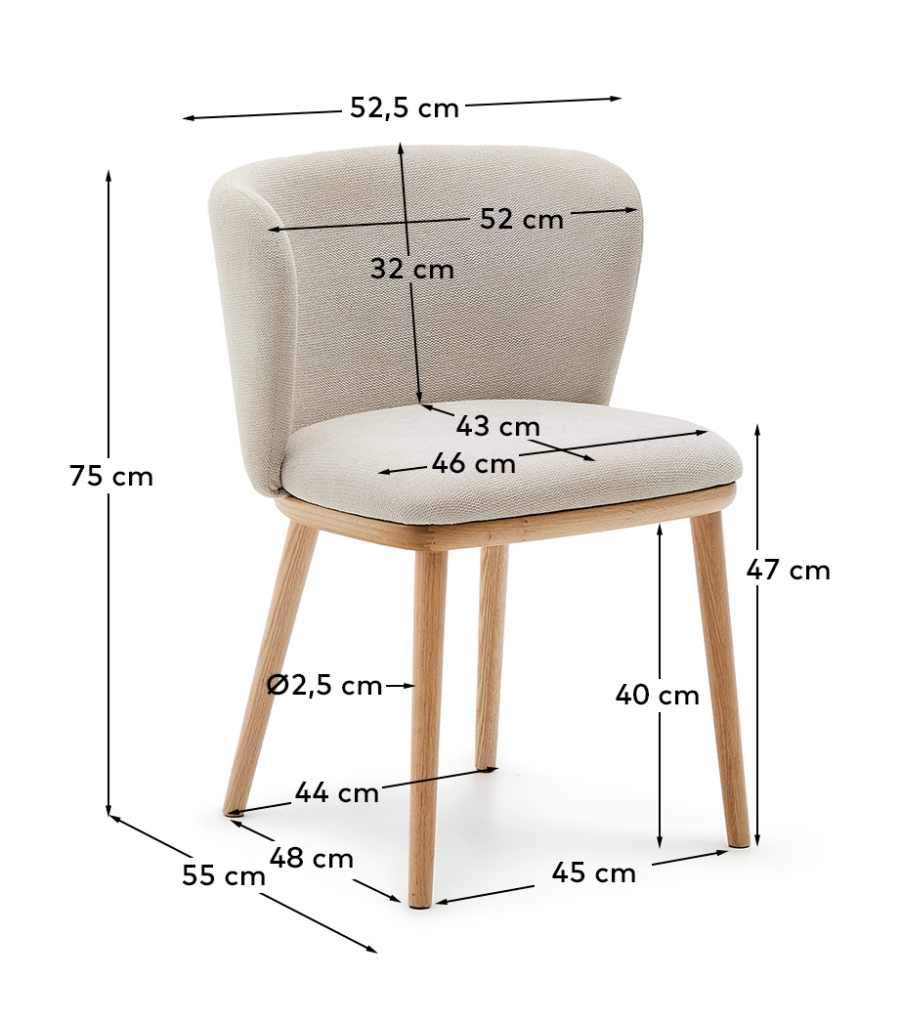 Sedia Ciselia cignilia beige legno di frassino finitura tono naturale FSC Mix Credit