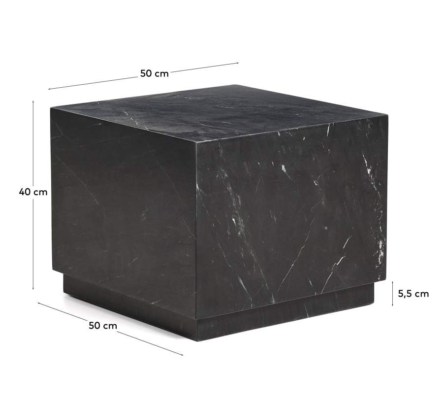 Sorein side table in black marble 50 x 50 cm