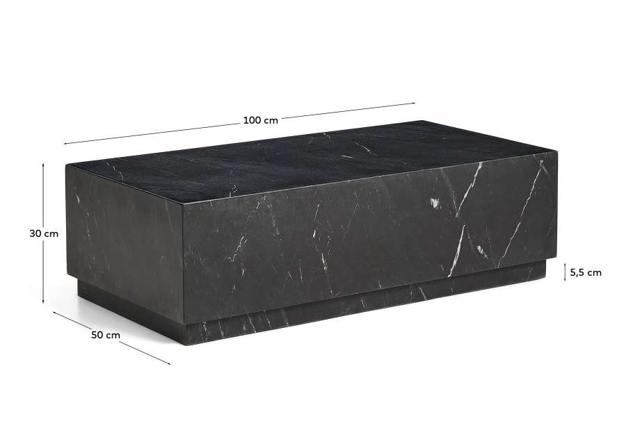 Sorein coffee table in black marble 100 x 50 cm