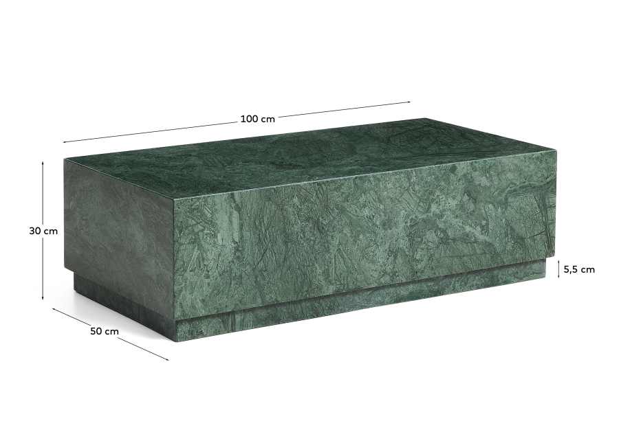 Sorein coffee table in green marble 100 x 50 cm
