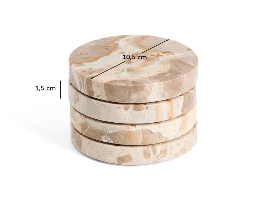 Malder set van 4 beige onderzetters van marmer