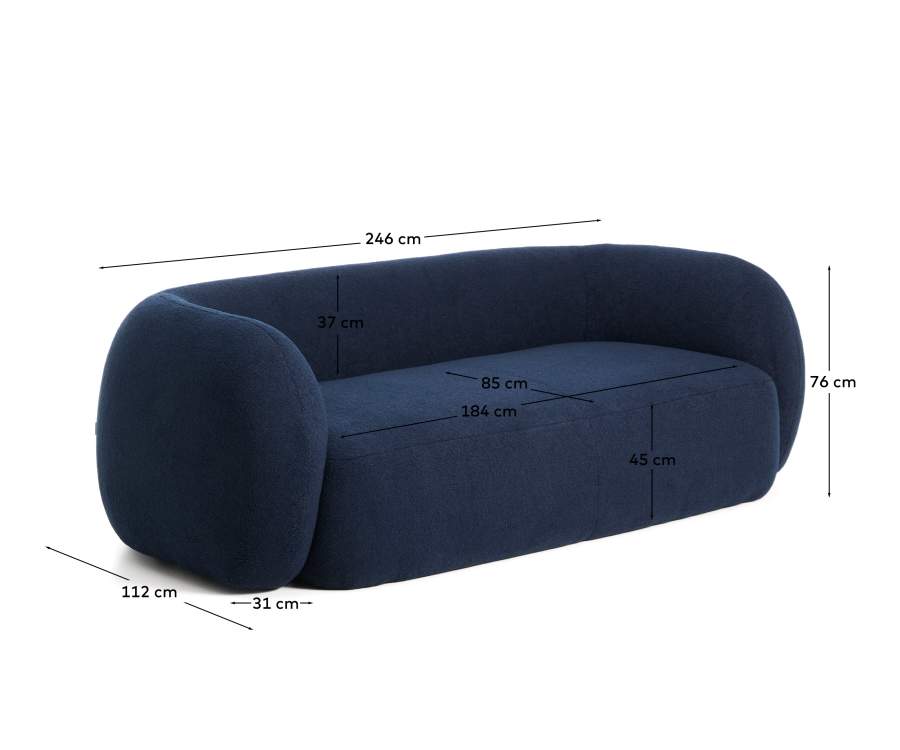 Martina navy blue bouclé 3-seater sofa 246 cm FSC Mix Credit