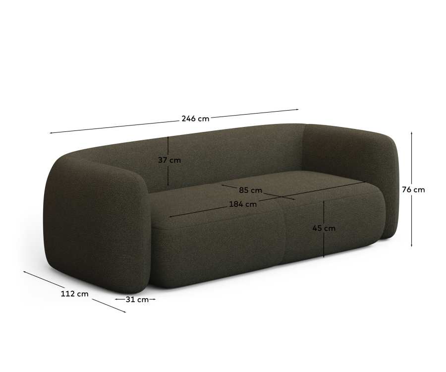 Martina green bouclé 3-seater sofa 246cm FSC Mix Credit