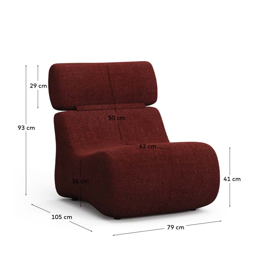 Club burgundy bouclé armchair
