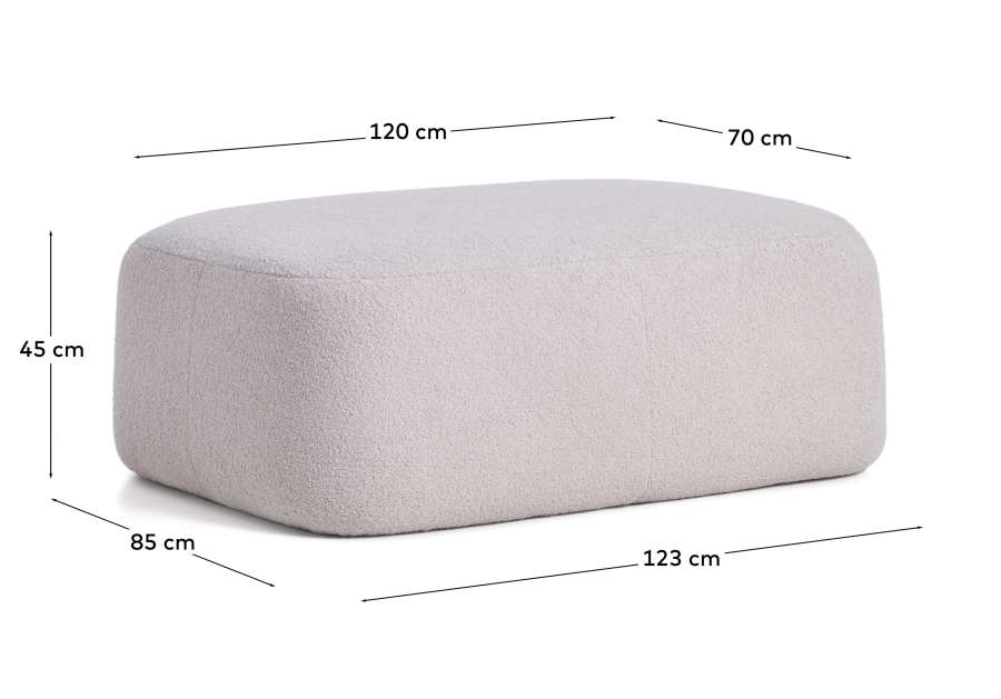 Repose-pieds Martina en bouclette grise 123 x 85 cm Certifié FSC Mix Credit