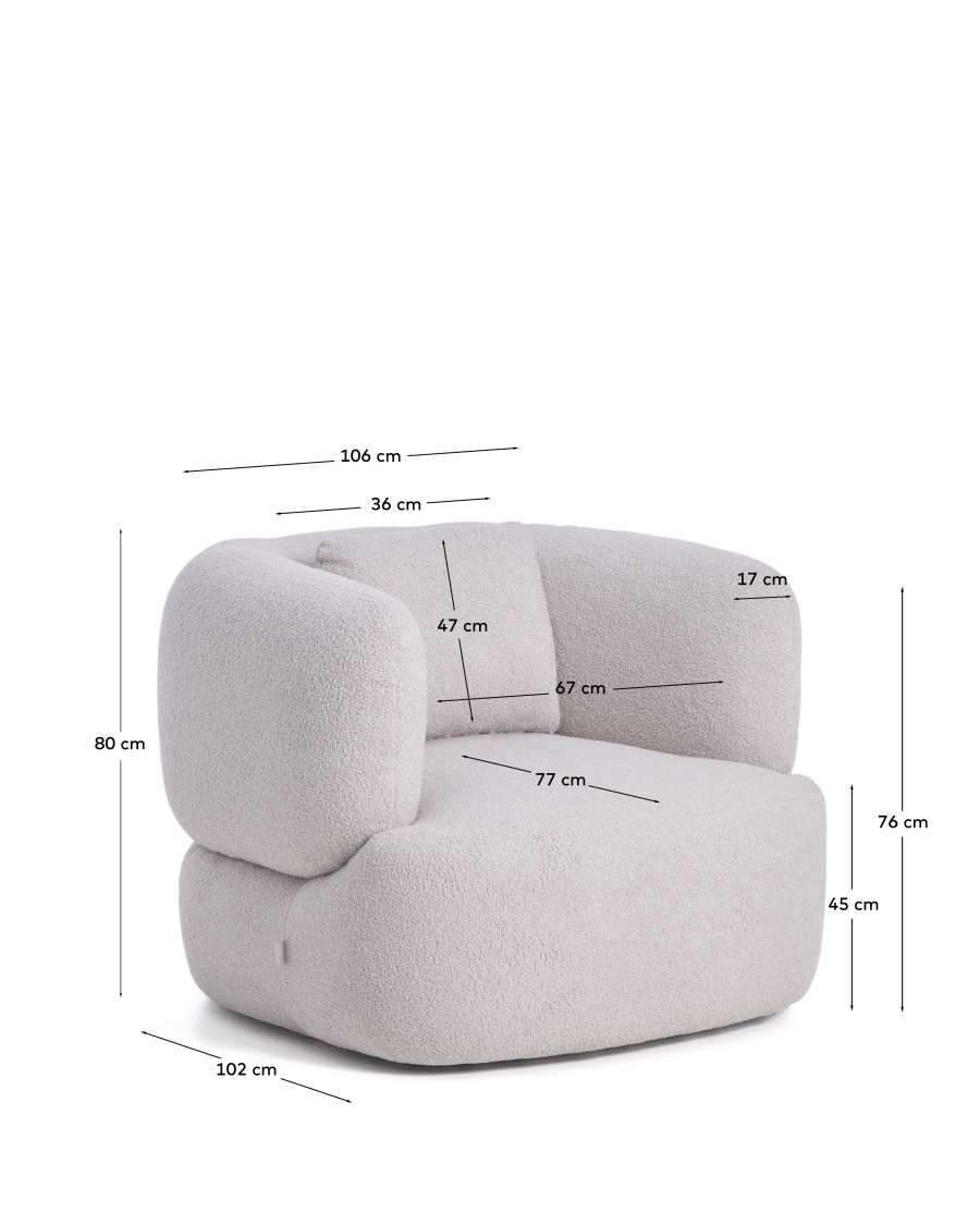 Martina grey bouclé armchair with cushion FSC Mix Credit