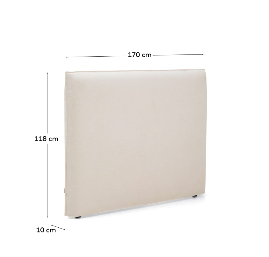 Jaira white chenille headboard with removable cover for beds up to 150cm FSC Mix Credit