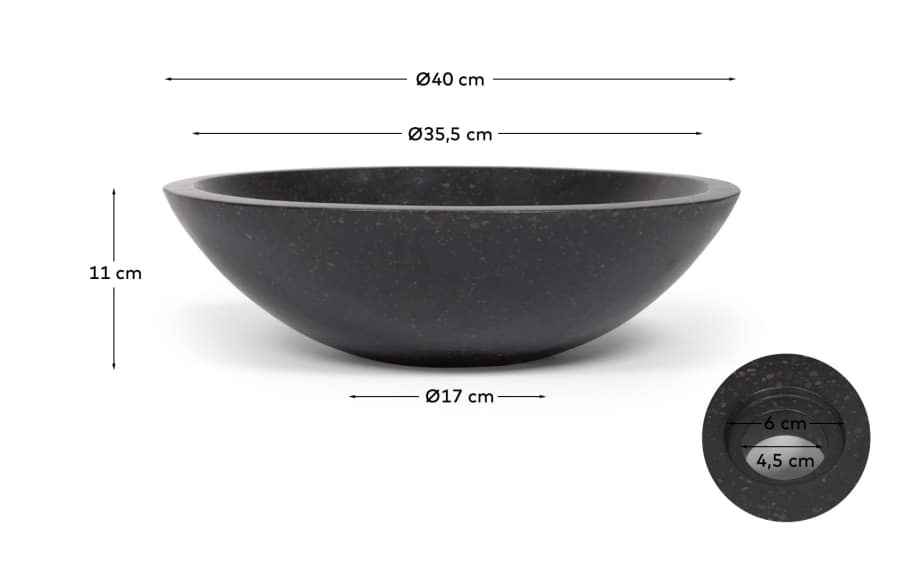 Lavabo da appoggio Delina in terrazzo nero Ø 40 cm