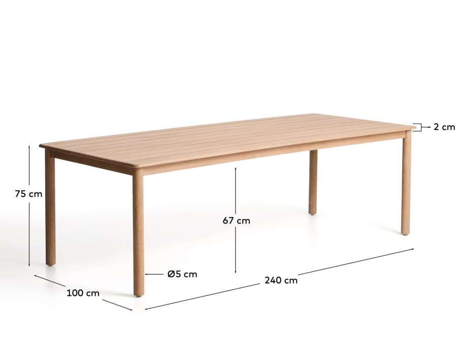 Sori table in FSC 100% solid acacia wood 240 x 100cm