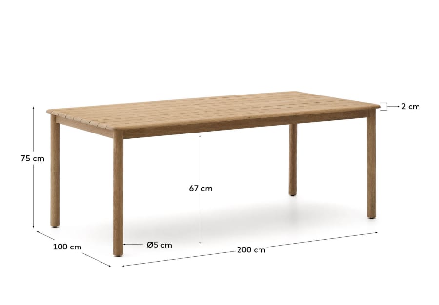 Sori table in FSC 100% solid acacia wood 200 x 100cm